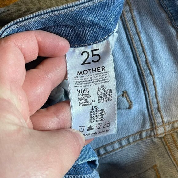 MOTHER Undone Hem Looker Crop Denim Jeans In Cliffhanger Size 25 - Picture 5 of 12